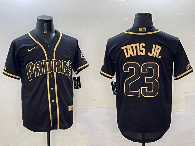 Men San Diego Padres 23 Tatis jr Black Gold Game 2025 Nike MLB Jersey style 10